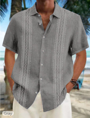 Tarpvalstybiniai Europos ir Amerikos naujo produkto havajietiški marškinėliai, skaitmeninės spaudos trumpomis rankovėmis, vasariniai paplūdimio vyriški laisvalaikio marškiniai