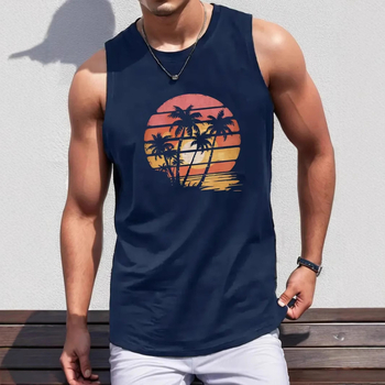 Férfi Mintás Mellény Karcsúsított Légáteresztő Poliészter-elasztán Izom Sport Ujjatlan Mellény Fitneszhez