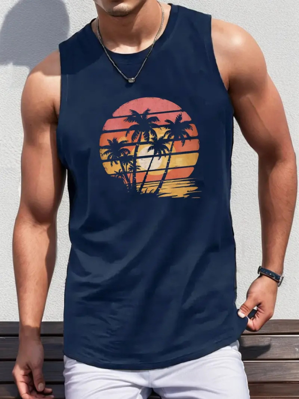 Férfi Mintás Mellény Karcsúsított Légáteresztő Poliészter-elasztán Izom Sport Ujjatlan Mellény Fitneszhez