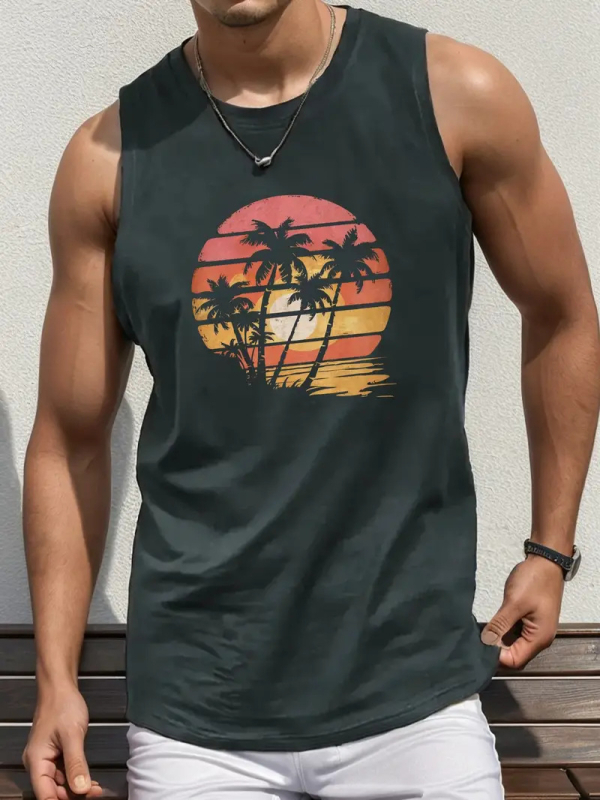 Férfi Mintás Mellény Karcsúsított Légáteresztő Poliészter-elasztán Izom Sport Ujjatlan Mellény Fitneszhez