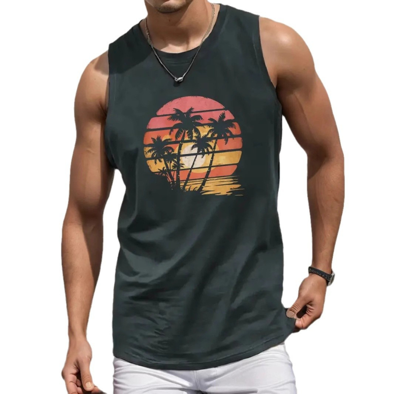 Férfi Mintás Mellény Karcsúsított Légáteresztő Poliészter-elasztán Izom Sport Ujjatlan Mellény Fitneszhez