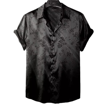 2023-as, határokon átnyúló Amazon férfi rövid ujjú ing jacquard hajtókával és gombos záródással, lezser és sokoldalú, kizárólag határokon átnyúló értékesítésre