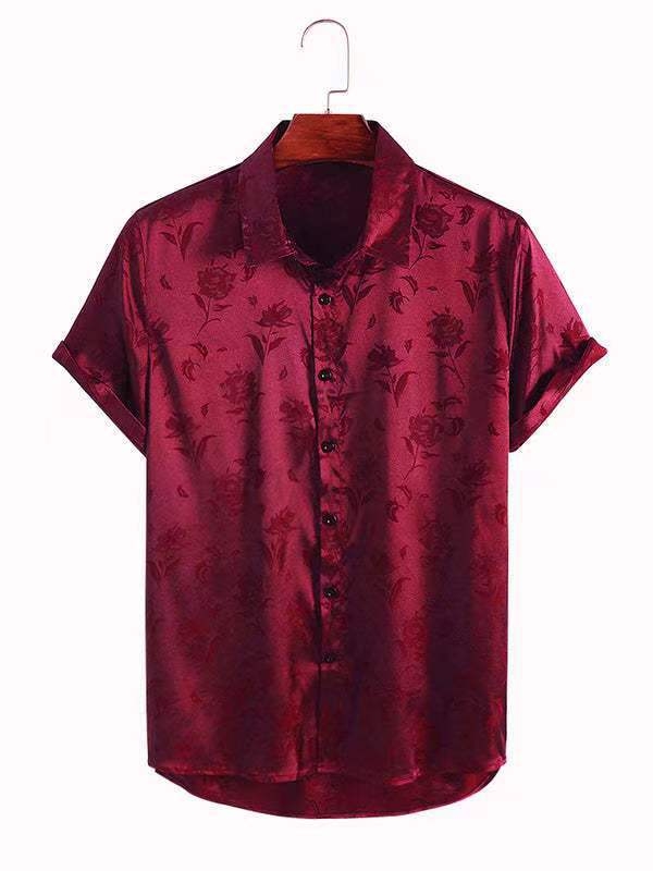 2023-as, határokon átnyúló Amazon férfi rövid ujjú ing jacquard hajtókával és gombos záródással, lezser és sokoldalú, kizárólag határokon átnyúló értékesítésre