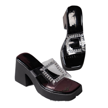 Εξωτερικό εμπόριο Νοτιοανατολικής Ασίας, παντόφλες με ψηλοτάκουνα, τετράγωνα δάχτυλα, γυναικεία εξωτερική ένδυση, αδιάβροχα σανδάλια με χοντρό πάτο, με τακούνι, μεγάλα μεγέθη, επιθυμίες