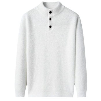 Férfi pulóver őszi-téli új, félmagas gallérral, háromgombos aljú, laza, hétköznapi ing, egy generációnyi haj