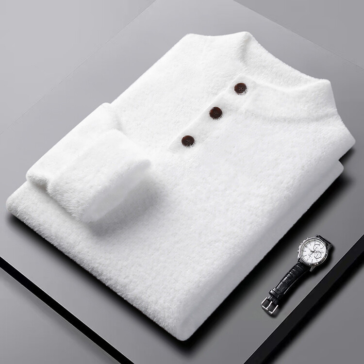 Férfi pulóver őszi-téli új, félmagas gallérral, háromgombos aljú, laza, hétköznapi ing, egy generációnyi haj