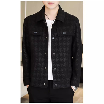 Täisvõrgustiku madala hinnaga kevad- ja sügisene noortele ja keskealistele meestele mõeldud trendikas lühikese revääriga vabaaja nahktagi