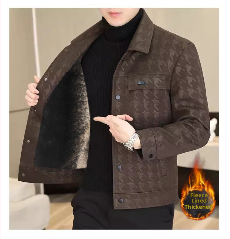 Täisvõrgustiku madala hinnaga kevad- ja sügisene noortele ja keskealistele meestele mõeldud trendikas lühikese revääriga vabaaja nahktagi