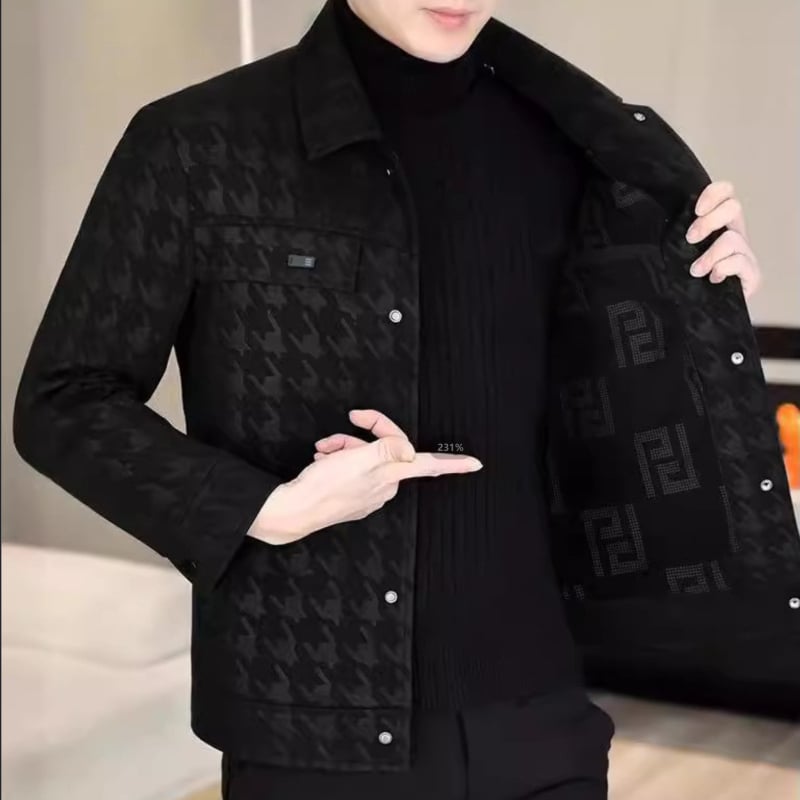 Puna mreža niske cijene proljetna i jesenska mladenačka i sredovječna houndstooth trendy kratka reverna ležerna kožna jakna za muškarce