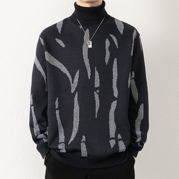 Határokon átnyúló külkereskedelmi férfi garbó Amazon új pulóver őszi és téli új divatnyomtatású férfi pulóver