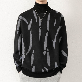 Határokon átnyúló külkereskedelmi férfi garbó Amazon új pulóver őszi és téli új divatnyomtatású férfi pulóver