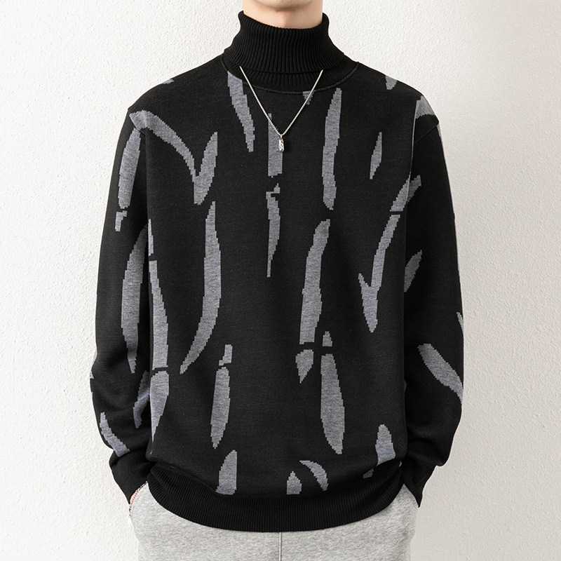 Határokon átnyúló külkereskedelmi férfi garbó Amazon új pulóver őszi és téli új divatnyomtatású férfi pulóver