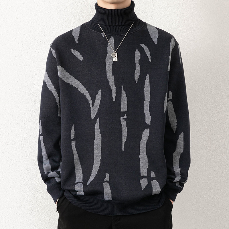 Határokon átnyúló külkereskedelmi férfi garbó Amazon új pulóver őszi és téli új divatnyomtatású férfi pulóver