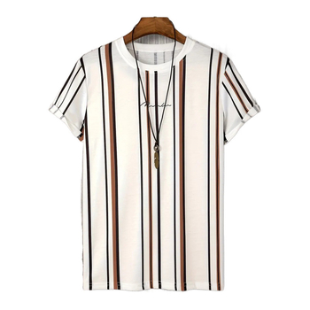 2024-es új, rövid ujjú, csíkos férfi póló, fekete-fehér csíkos, divatos, kerek nyakú, keresztpántos Joker póló, nagy akció