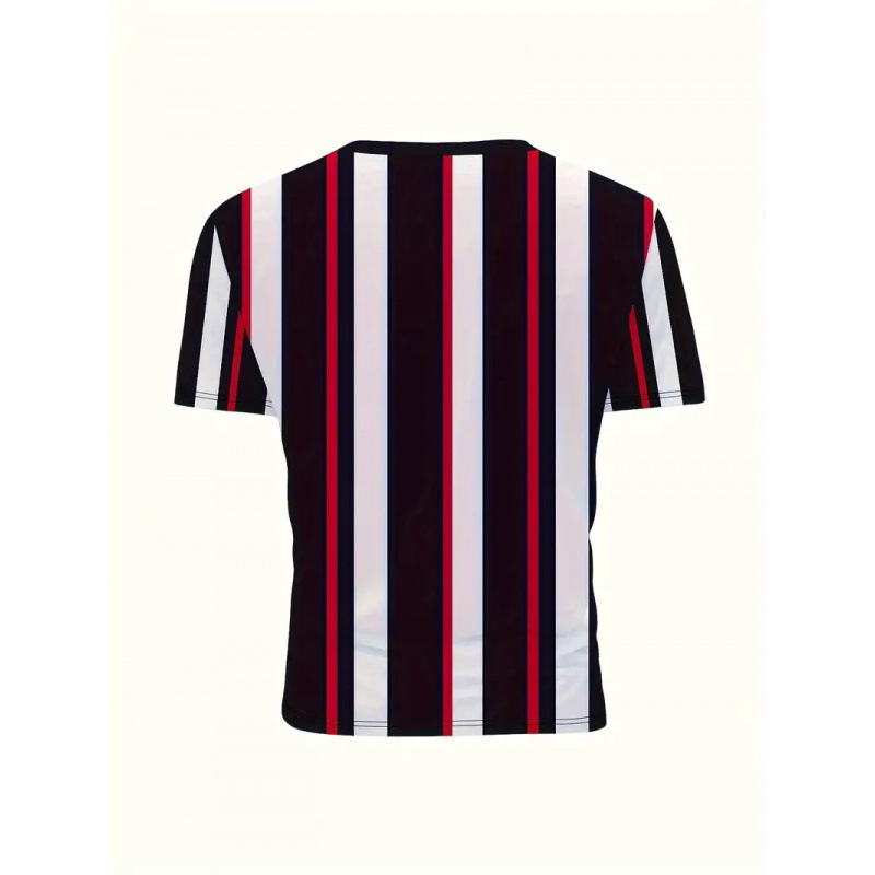 2024-es új, rövid ujjú, csíkos férfi póló, fekete-fehér csíkos, divatos, kerek nyakú, keresztpántos Joker póló, nagy akció