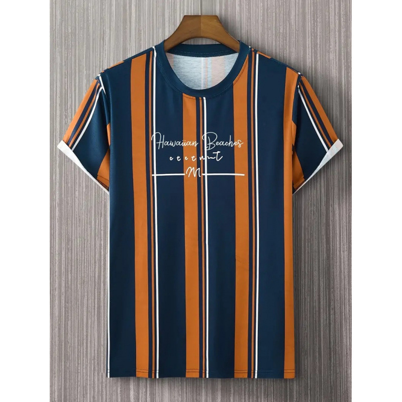 2024-es új, rövid ujjú, csíkos férfi póló, fekete-fehér csíkos, divatos, kerek nyakú, keresztpántos Joker póló, nagy akció