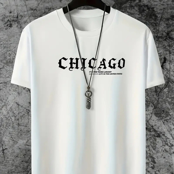 Határokon átnyúló e-kereskedelem, nyári új, férfi pamut, divatos, betűmintás, rövid ujjú, alkalmi, kerek nyakú, rugalmas póló