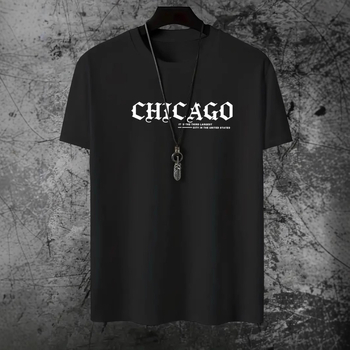 Határokon átnyúló e-kereskedelem, nyári új, férfi pamut, divatos, betűmintás, rövid ujjú, alkalmi, kerek nyakú, rugalmas póló