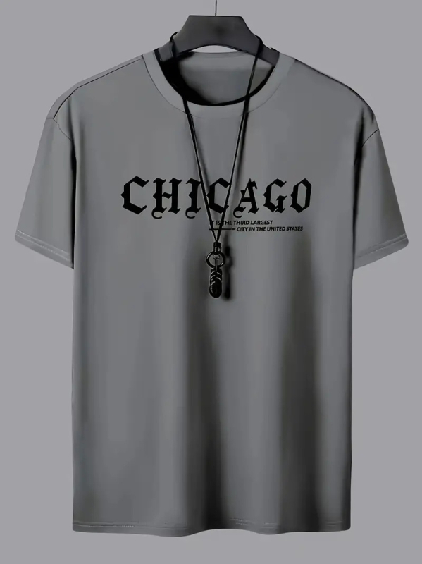 Határokon átnyúló e-kereskedelem, nyári új, férfi pamut, divatos, betűmintás, rövid ujjú, alkalmi, kerek nyakú, rugalmas póló