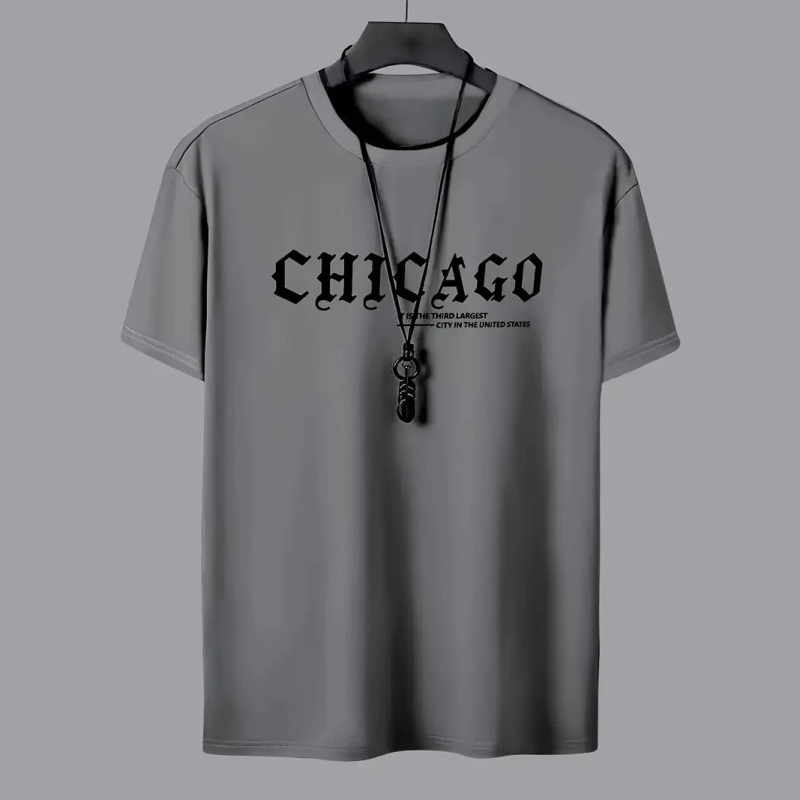 Határokon átnyúló e-kereskedelem, nyári új, férfi pamut, divatos, betűmintás, rövid ujjú, alkalmi, kerek nyakú, rugalmas póló