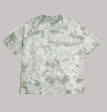 240 g-os retró, tiszta pamutból készült, laza, batikolt, váll nélküli, rövid ujjú, kerek nyakú, lezser hip-hop stílusú férfi póló