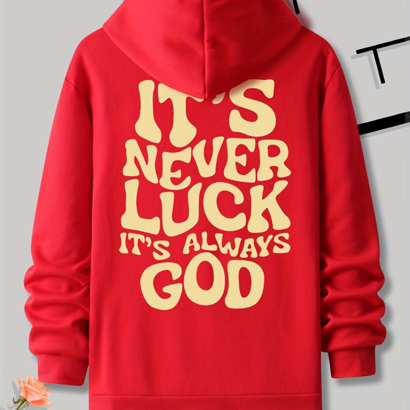 [Határokon átnyúló európai kód]_s Szerencse _s Mindig nyomtatott kapucnis pulóver elülső zsebbel