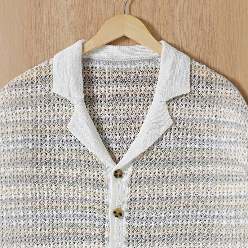 Férfi, havas mintás, kerek nyakú kardigán, rövid ujjú, lezser, üreges mintás, divatos felső. TEMU Xiyin Amazon kötött, kerek nyakú, rövid ujjú kardigán.