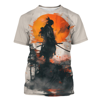 2024 új Amazon külkereskedelmi 3D digitális nyomtatású fekete stílusú elemes póló európai és amerikai divatos férfi