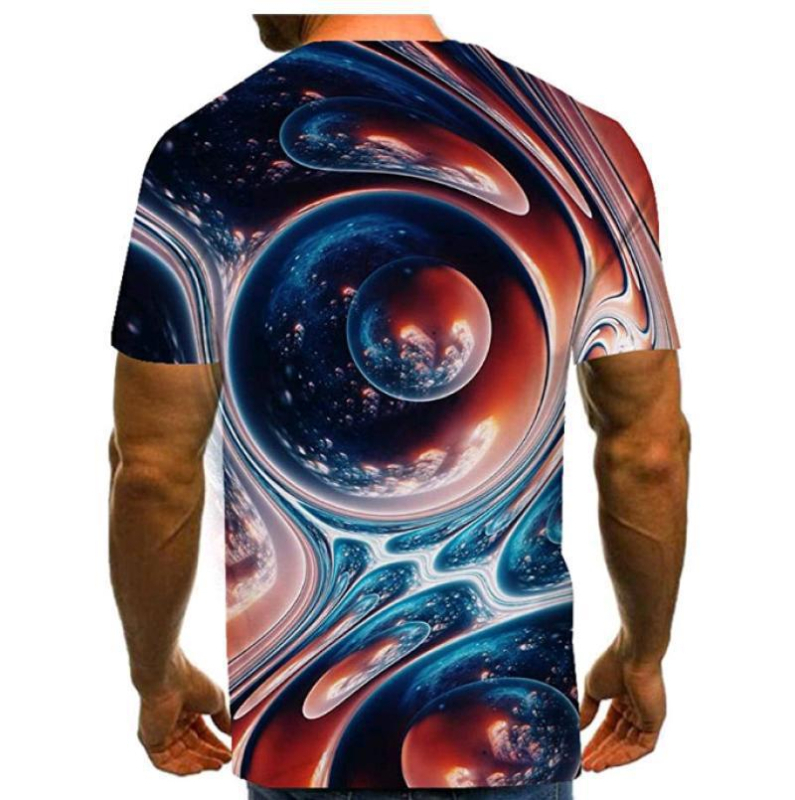 2024 új Amazon külkereskedelmi 3D digitális nyomtatású fekete stílusú elemes póló európai és amerikai divatos férfi