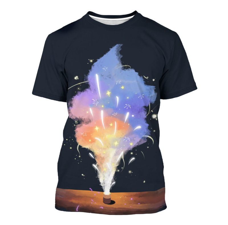 2024 új Amazon külkereskedelmi 3D digitális nyomtatású fekete stílusú elemes póló európai és amerikai divatos férfi