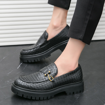 Új, határokon átnyúló bőrcipők, férfi, alacsony szárú, üzleti divatos, brit stílusú, egy pedálos, vastag talpú, hétköznapi bőrcipők, férfi nagykereskedelem