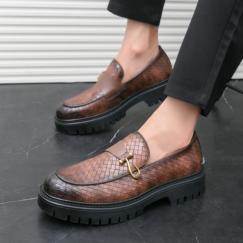 Új, határokon átnyúló bőrcipők, férfi, alacsony szárú, üzleti divatos, brit stílusú, egy pedálos, vastag talpú, hétköznapi bőrcipők, férfi nagykereskedelem