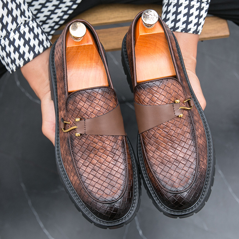 Új, határokon átnyúló bőrcipők, férfi, alacsony szárú, üzleti divatos, brit stílusú, egy pedálos, vastag talpú, hétköznapi bőrcipők, férfi nagykereskedelem