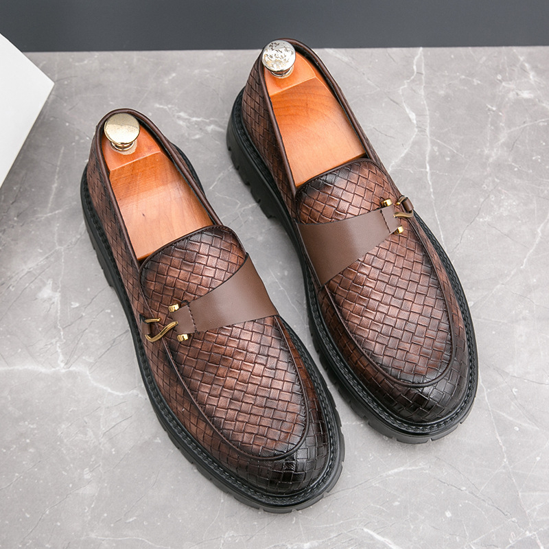 Új, határokon átnyúló bőrcipők, férfi, alacsony szárú, üzleti divatos, brit stílusú, egy pedálos, vastag talpú, hétköznapi bőrcipők, férfi nagykereskedelem