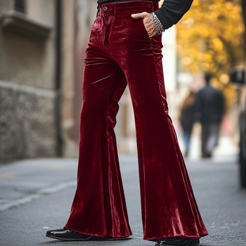 Ανδρικό φαρδύ παντελόνι με βελούδινη τσέπη, μονόχρωμο, άνετο, απαλό, καθημερινό, μοντέρνο street παντελόνι