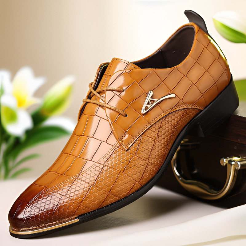 Férfi határokon átnyúló új ifjúsági, lélegző, plus size bőrcipő, koreai hegyes orrú, üzleti, borbély bőrcipő