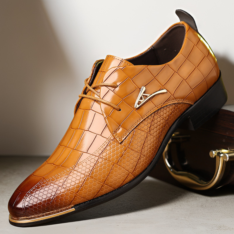 Férfi határokon átnyúló új ifjúsági, lélegző, plus size bőrcipő, koreai hegyes orrú, üzleti, borbély bőrcipő