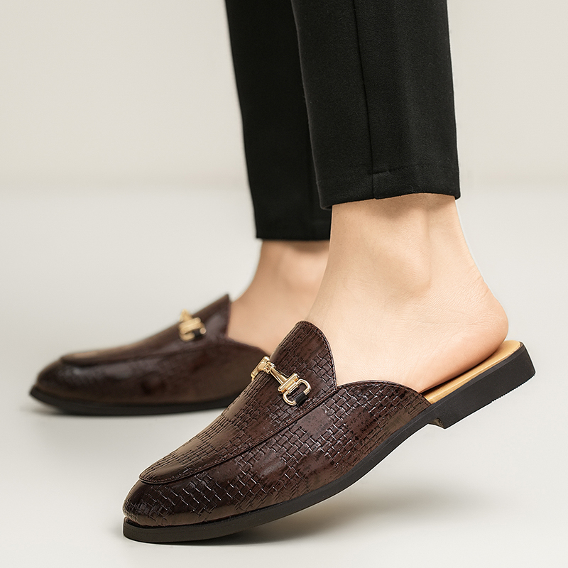 Férfi papucsok, nyári, krokodilmintás, könnyű, luxus felsőruházat, sarok nélküli, hegyes orrú, bőr cipők, férfi autós szandálok, kibernetikus, népszerű félcipő