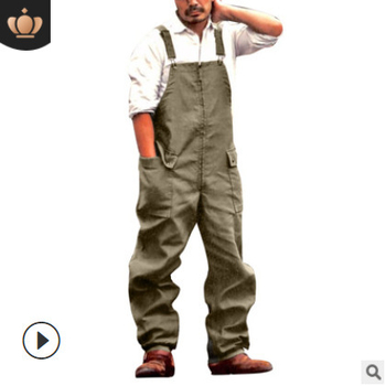 Q017 Európske a americké 2024 Amazon Export cezhraničný nový štvorsezónny čistofarebný voľný rovný pracovný odev ležérne overaly