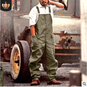 Q017 Európske a americké 2024 Amazon Export cezhraničný nový štvorsezónny čistofarebný voľný rovný pracovný odev ležérne overaly