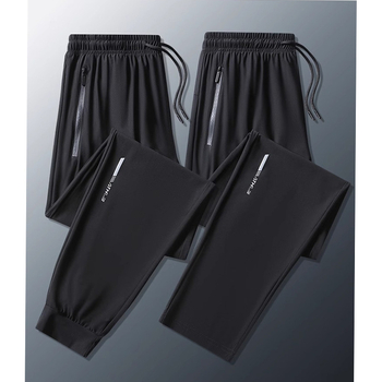 Jégselyem légkondicionáló nadrág Férfi nyári vékony, gyorsan száradó sportnadrág Laza, divatos, márkás, egyenes szabású, lezser nadrág