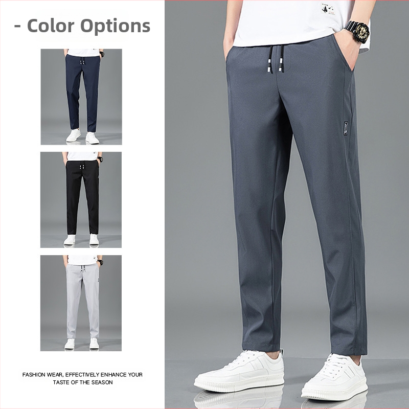 Meeste vabaajapüksid suvised õhukesed jääsiidist püksid Tide brändi lahtised sirged sportpüksid juuste põlvkonnale