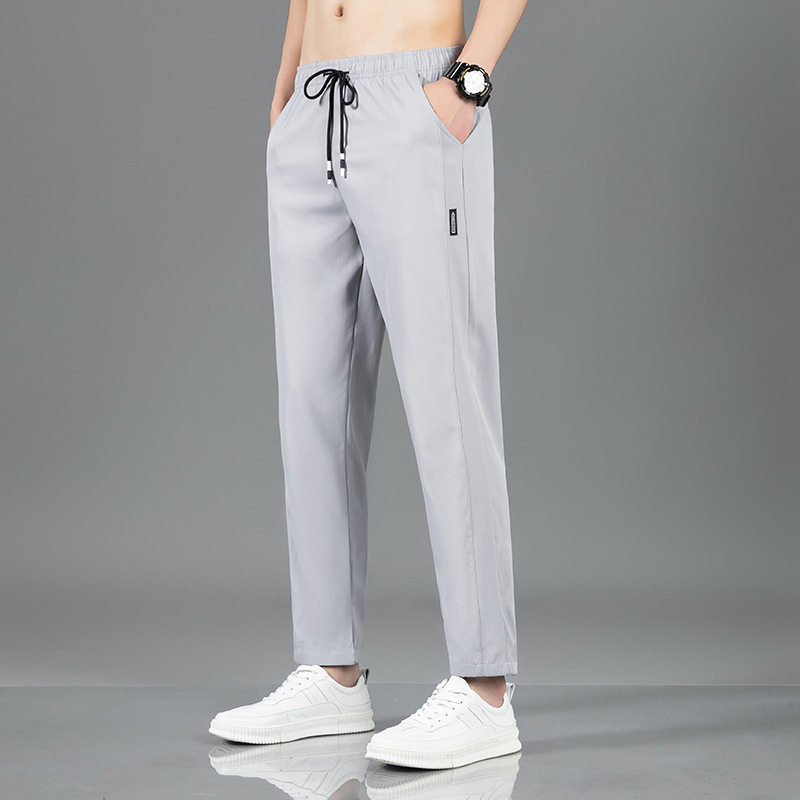 Pánske ležérne nohavice, letné tenké hodvábne nohavice značky Tide, voľné rovné športové pánske nohavice generácie vlasov