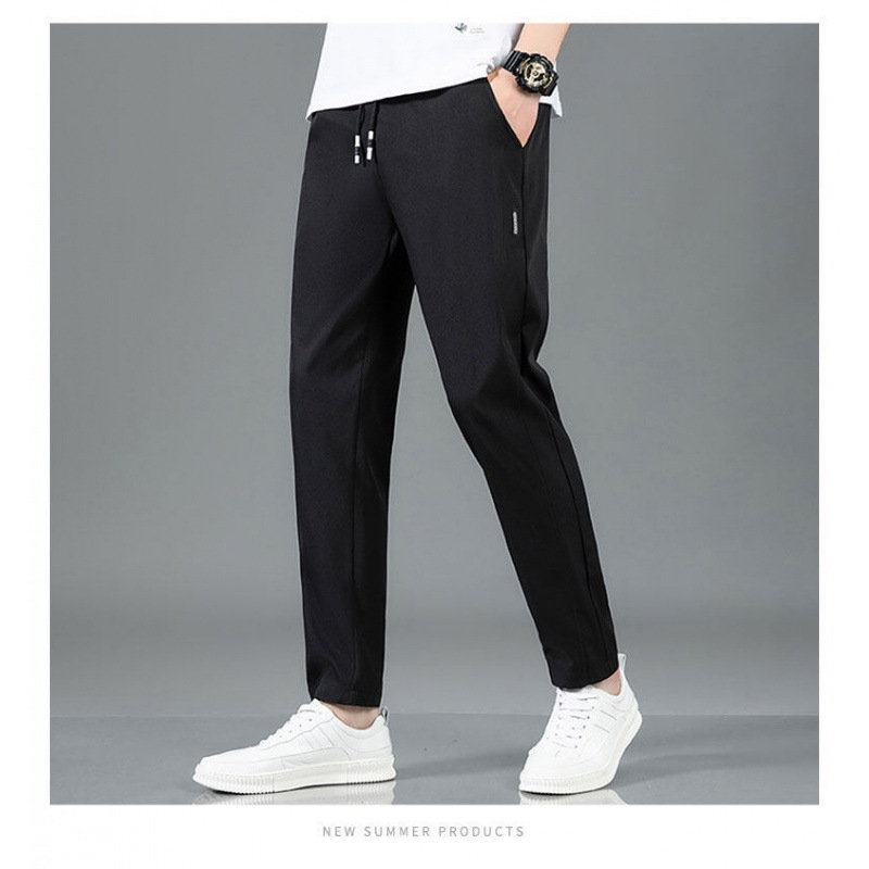 Pánske ležérne nohavice, letné tenké hodvábne nohavice značky Tide, voľné rovné športové pánske nohavice generácie vlasov