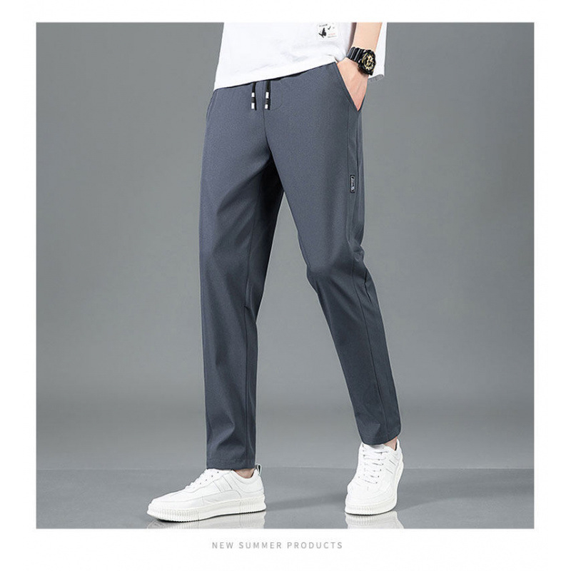 Pánske ležérne nohavice, letné tenké hodvábne nohavice značky Tide, voľné rovné športové pánske nohavice generácie vlasov
