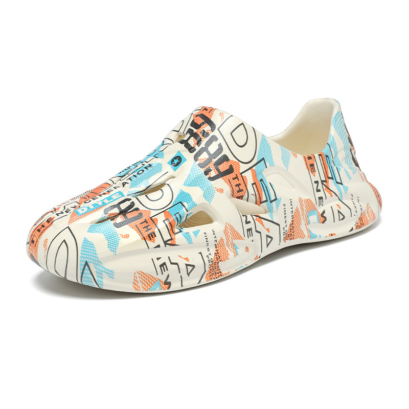 Határokon átnyúló lyukas cipők nyári viselet férfi és női csúszásmentes érzésű páros vastag talpú baotou szandálok és papucsok alkalmi strandcipők