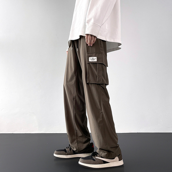 Amerikai stílusú overál férfi bő, plus size lezser nadrág, őszi japán egyenes szabású nadrág, divatmárka, mindenhez illő nadrág férfi