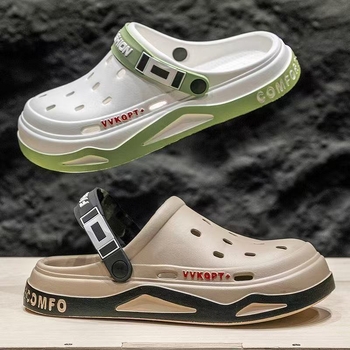 Új EVA vastag talpú lyukas férfi cipő divatos nyári külső ruházat bebújós bebújós puha talpú kültéri strandpapucs
