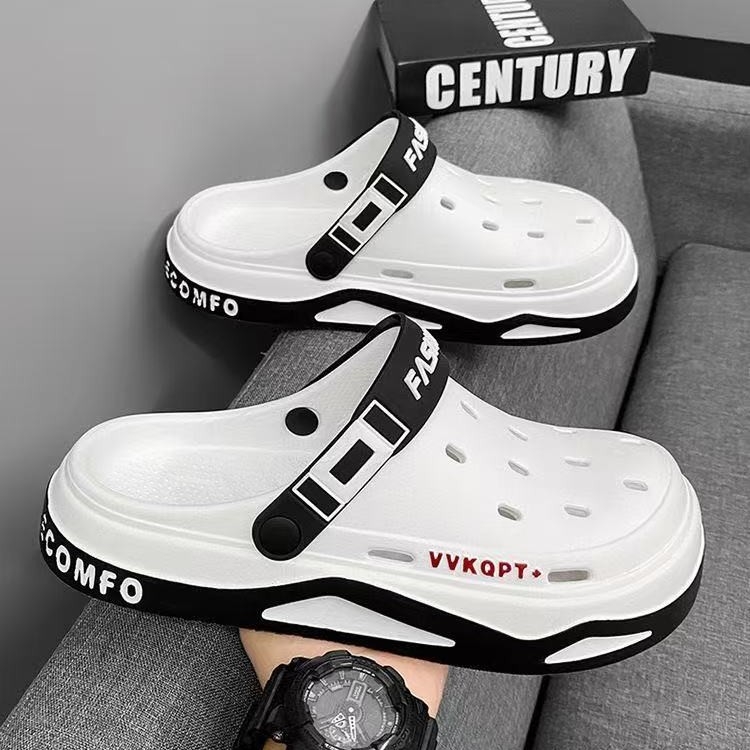 Új EVA vastag talpú lyukas férfi cipő divatos nyári külső ruházat bebújós bebújós puha talpú kültéri strandpapucs