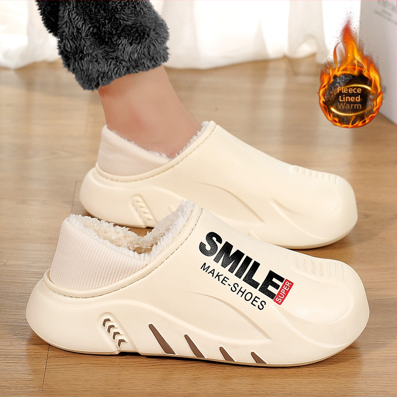 2023 őszi és téli férfi cipők hétköznapi divatos polár bélésű meleg papucs külső viselet zárt orrú pamut cipő otthoni szőrös cipők